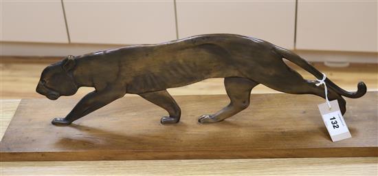 A French Art Deco bronze model of a prowling panther, width 27.5in.